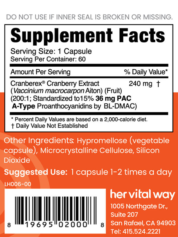 Cranberex® 36 mg PAC Urinary Health Support – her vital way